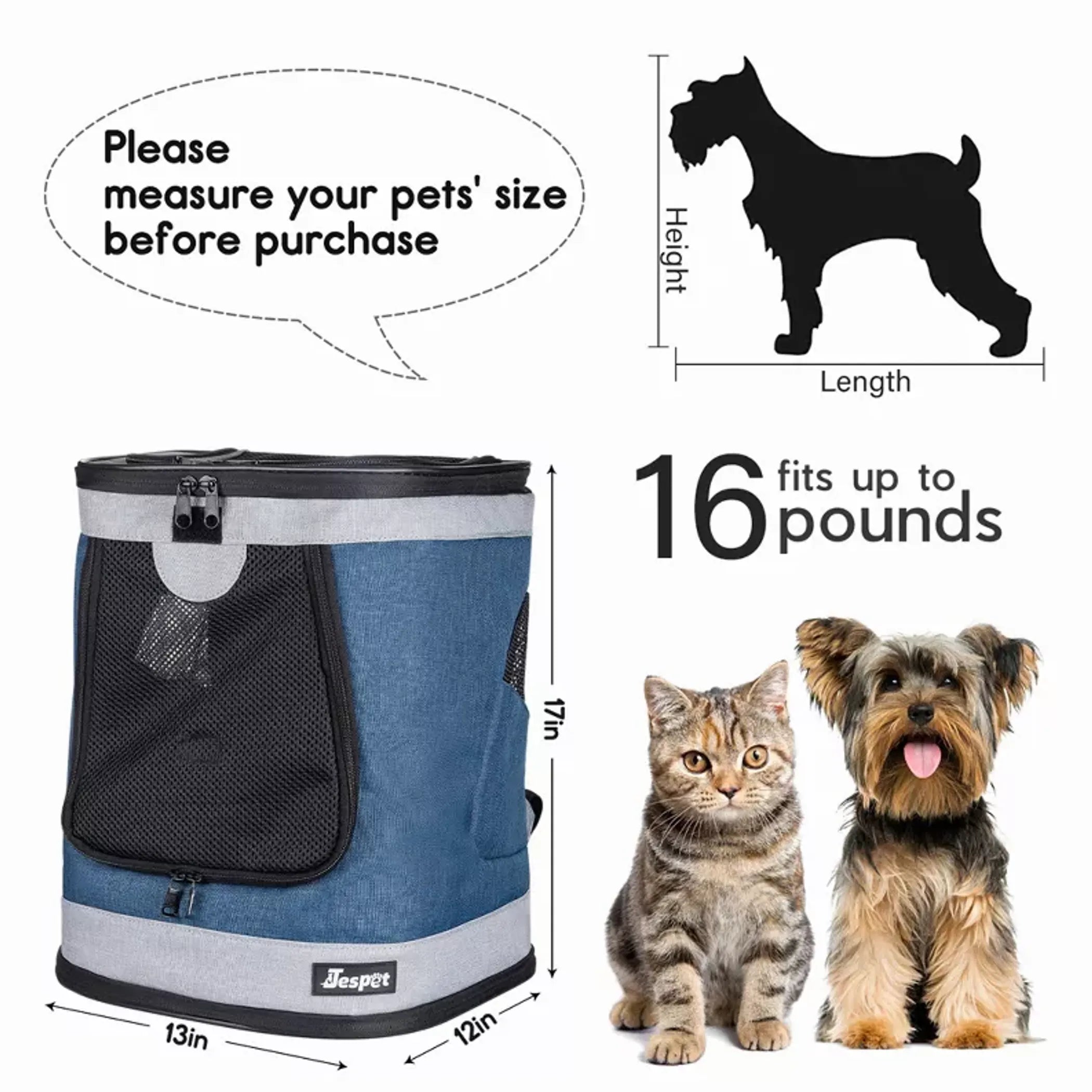 Jespet Soft-Sided Pet Backpack Carrier