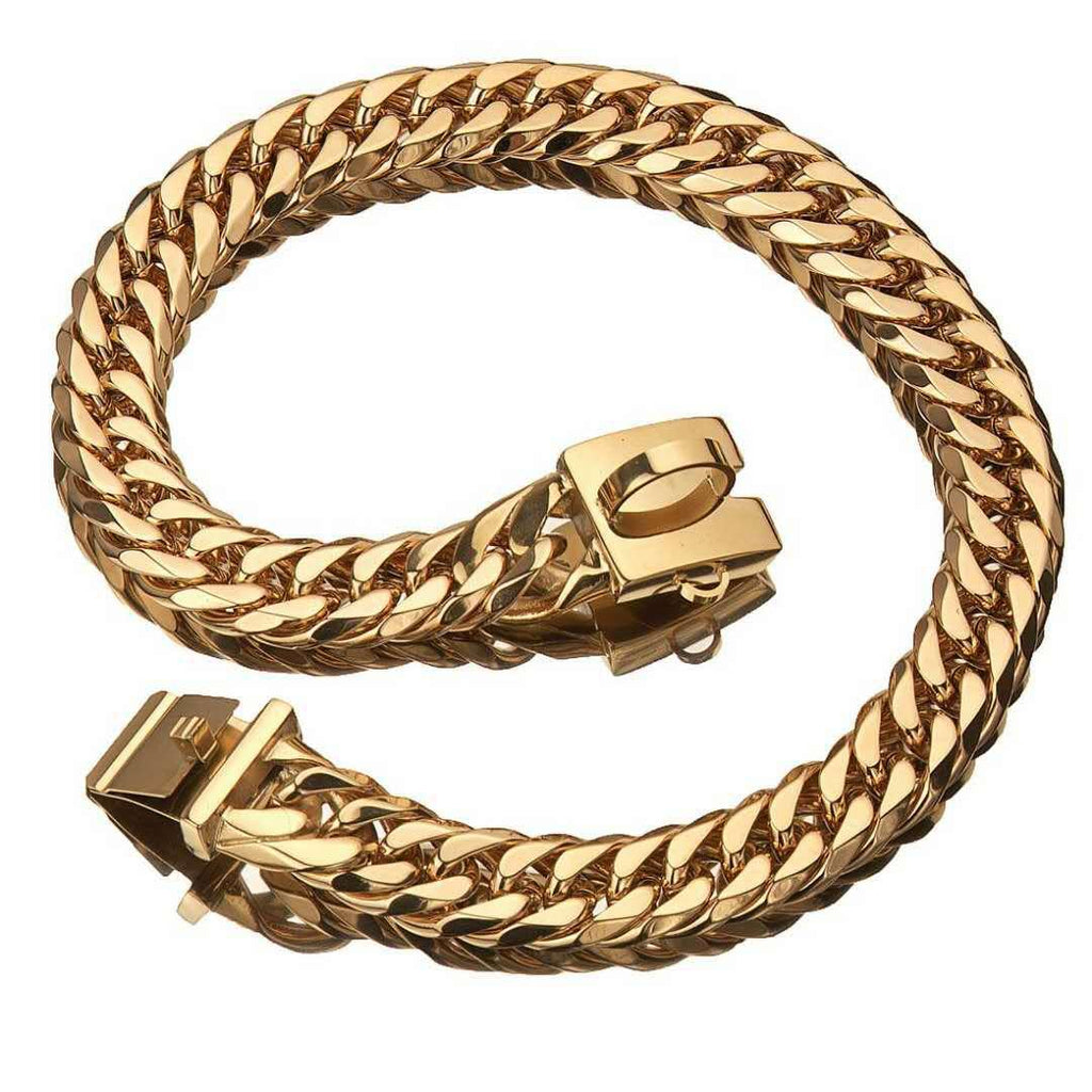 Gold Cuban Link Dog Collar – 16 mm Stainless Steel