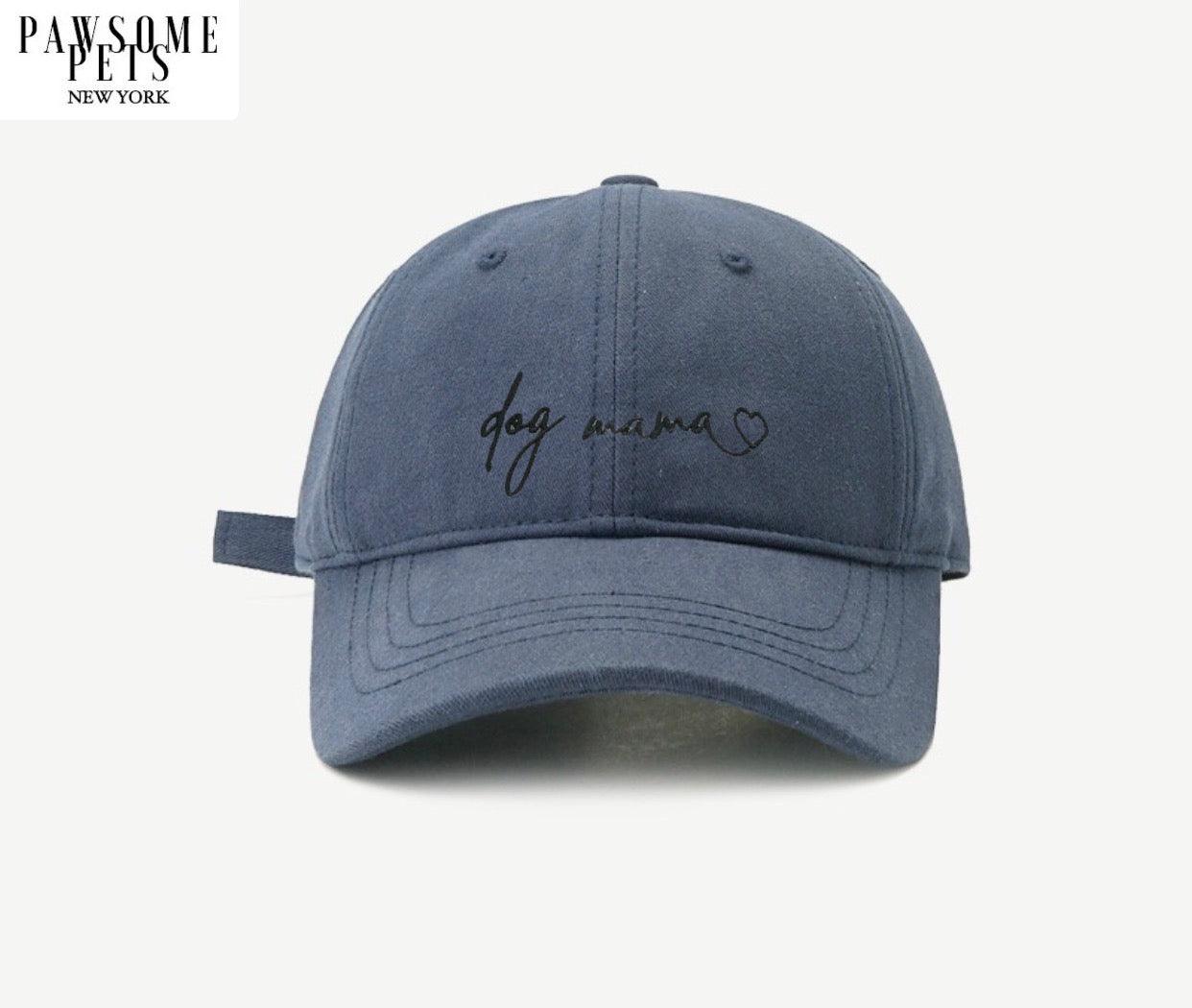 DOG MOM Embroidered Baseball Cap -  NAVY BLUE