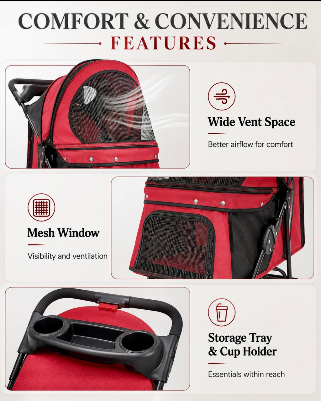 GOOPAWS 4-Wheel Foldable Pet Stroller