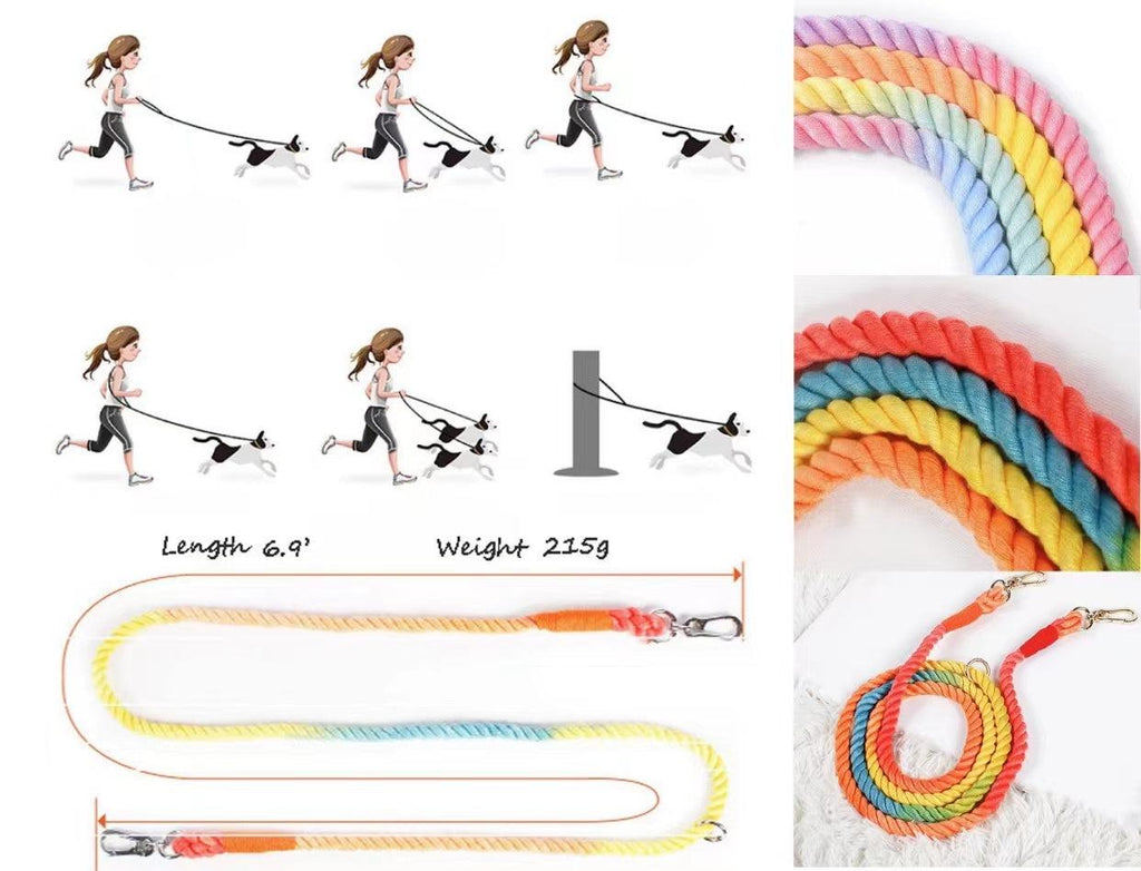 Hands-Free Cotton Rope Dog Leash – Ombre Light Blue