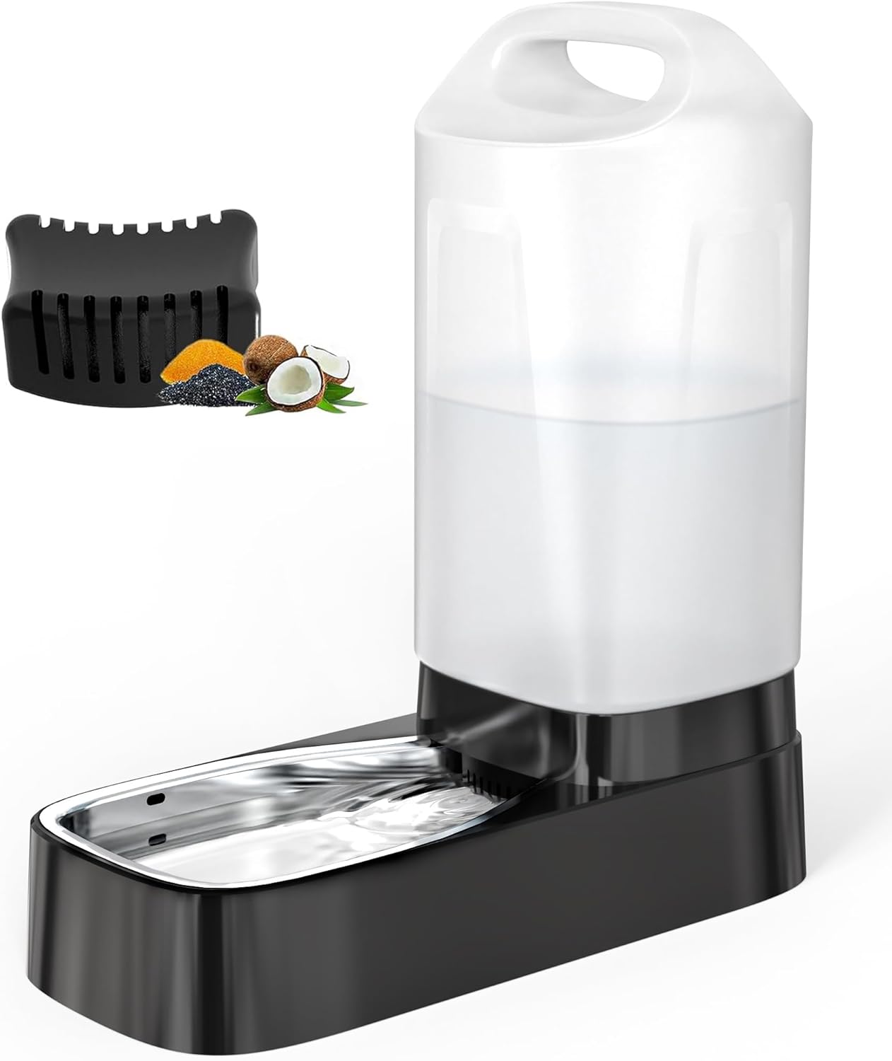 2.4-Gallon Gravity Pet Water Dispenser with Stainless Steel Bowl