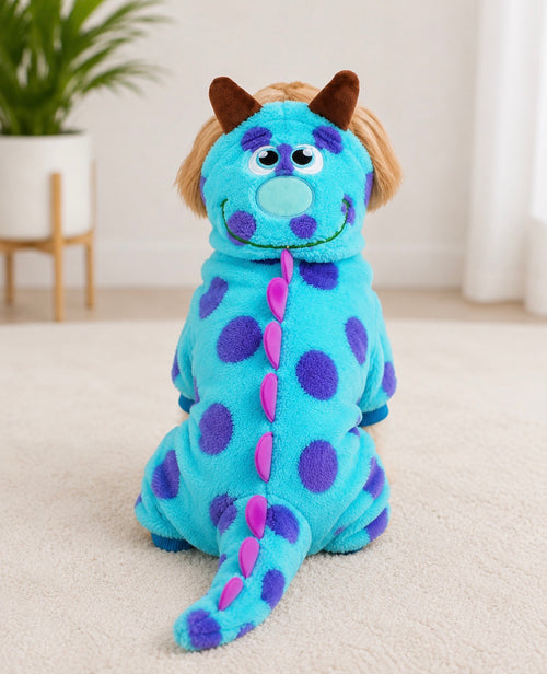 Blue Spotted Monster Plush Dog Costume