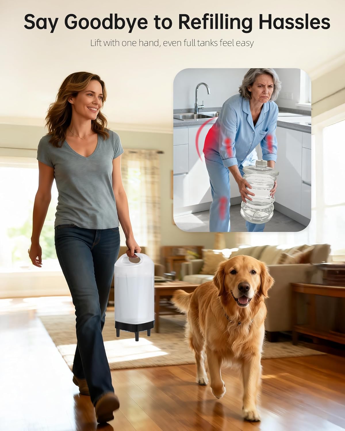 2.4-Gallon Gravity Pet Water Dispenser with Stainless Steel Bowl