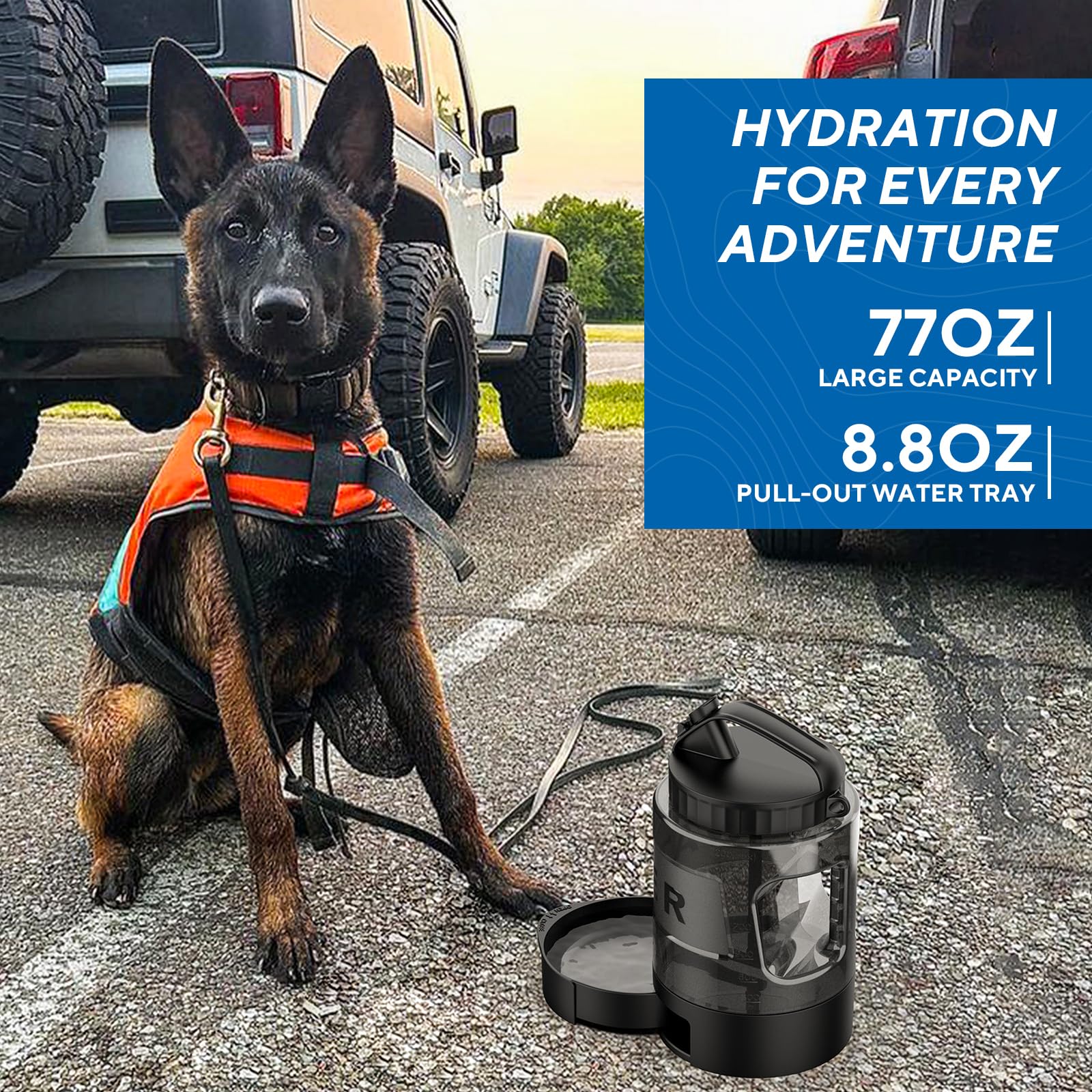 77 oz Large Dog Travel Water Bowl Dispenser