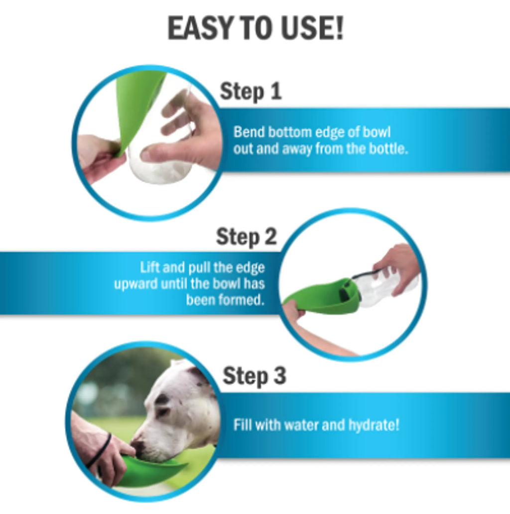 Fold-A-Bowl Portable Pet Water Bottle & Bowl