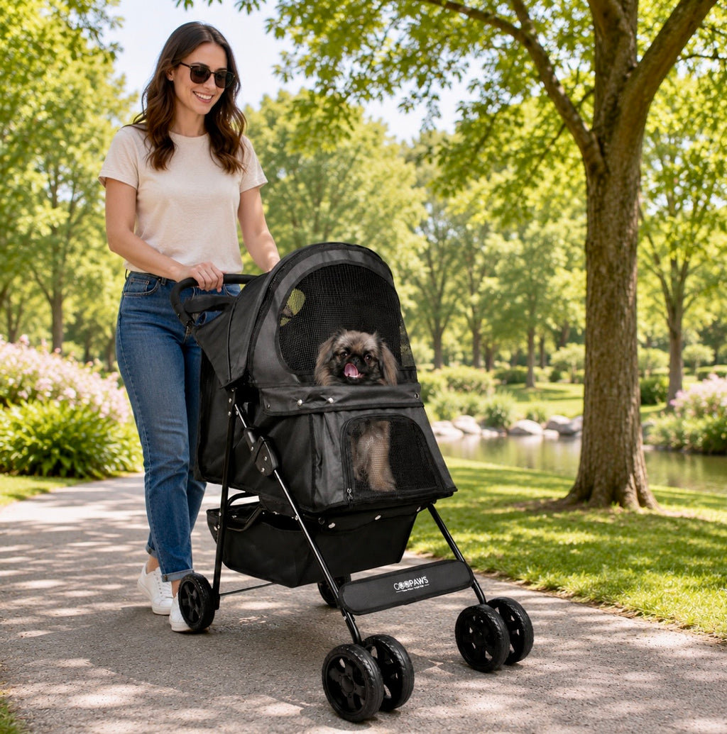 GOOPAWS 4-Wheel Foldable Pet Stroller