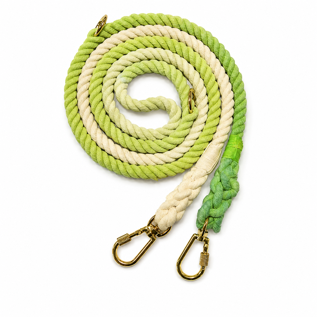 Hands-Free Cotton Rope Dog Leash - Ombre Light Green