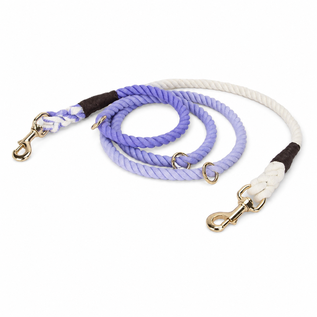 Hands-Free Cotton Rope Dog Leash – Ombre Light Purple