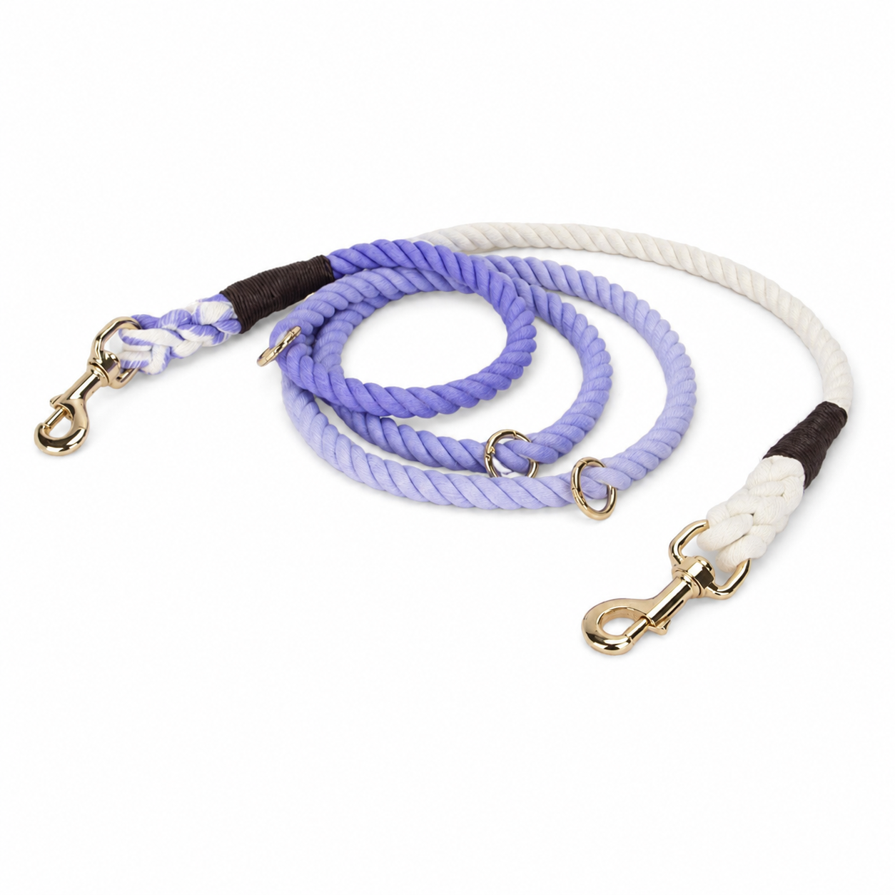 Hands-Free Cotton Rope Dog Leash – Ombre Light Purple