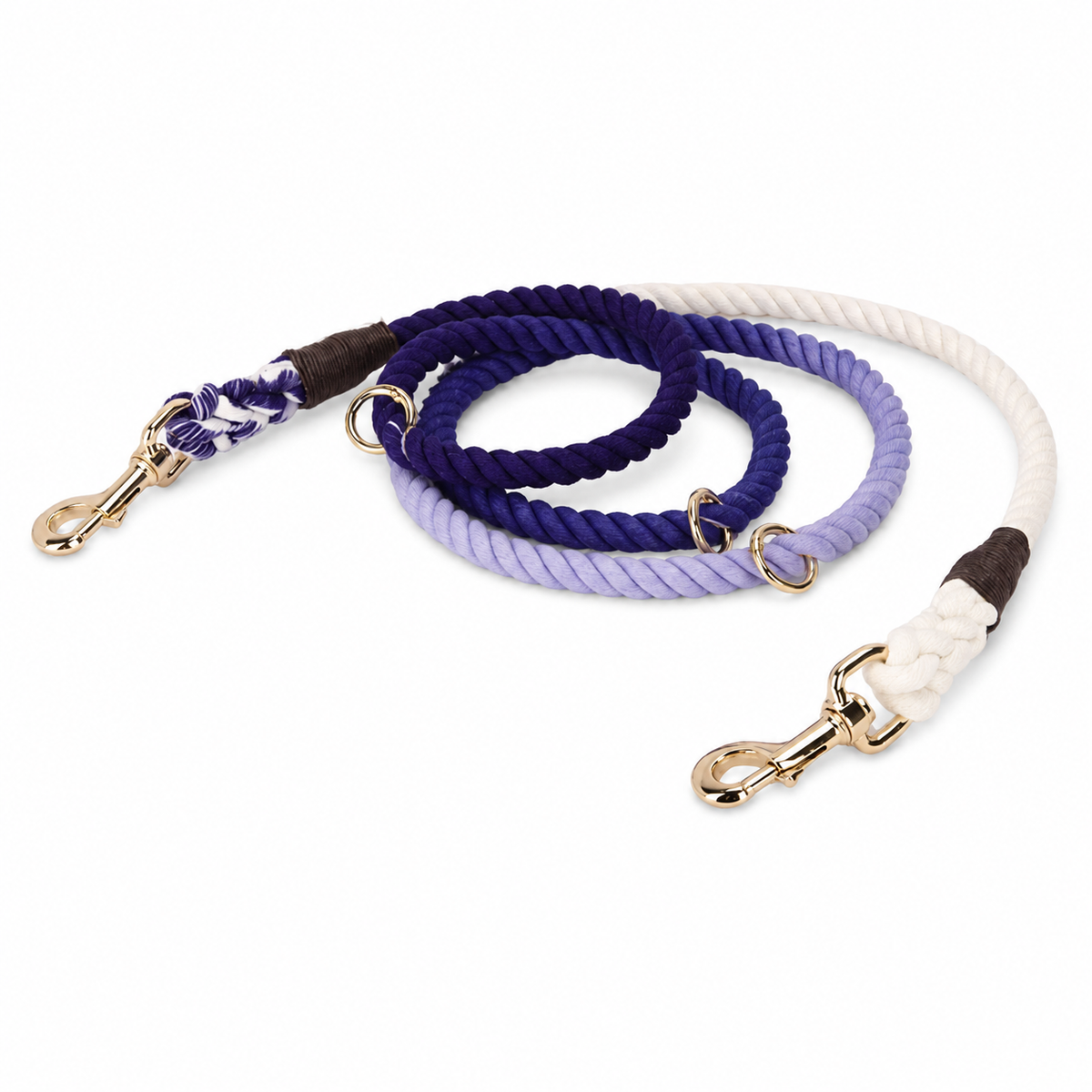 Hands-Free Cotton Rope Dog Leash – Ombre Dark Purple