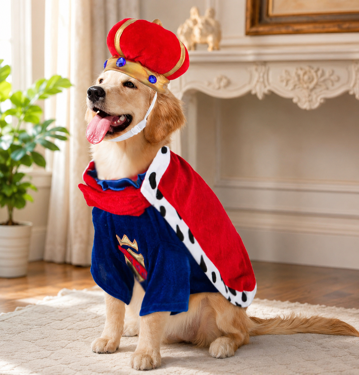 Royal King Dog Costume with Crown