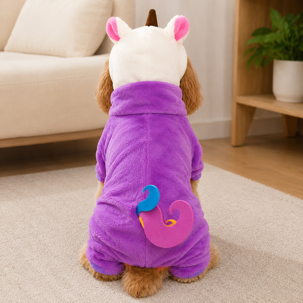 Plush Unicorn Dog Costume – Pink &amp; Purple