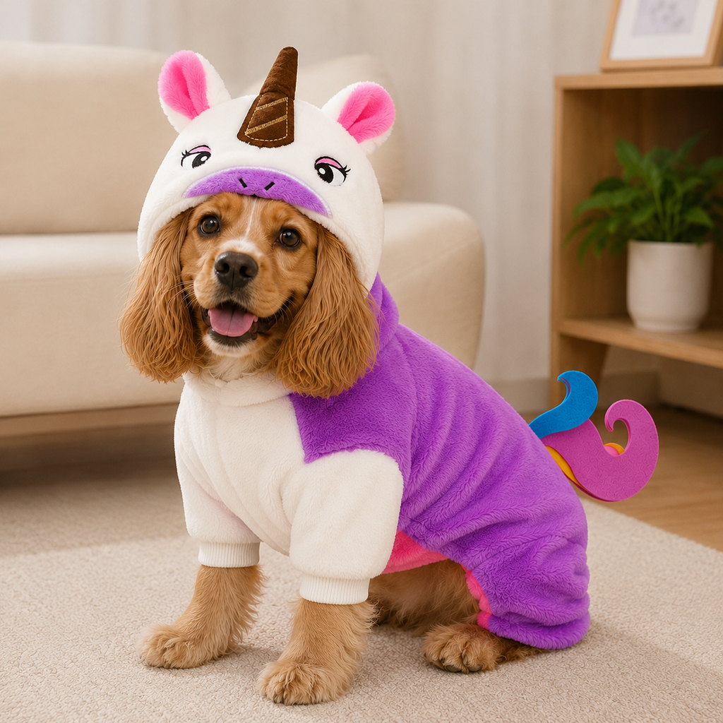 Plush Unicorn Dog Costume – Pink &amp; Purple