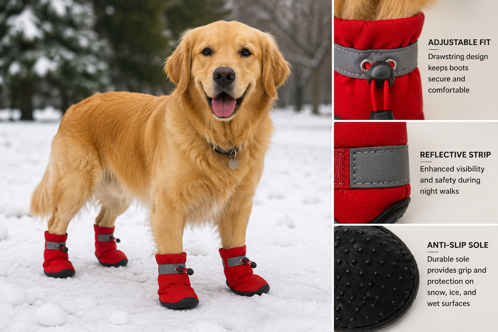 Reflective Winter Dog Boots – Warm & Non-Slip