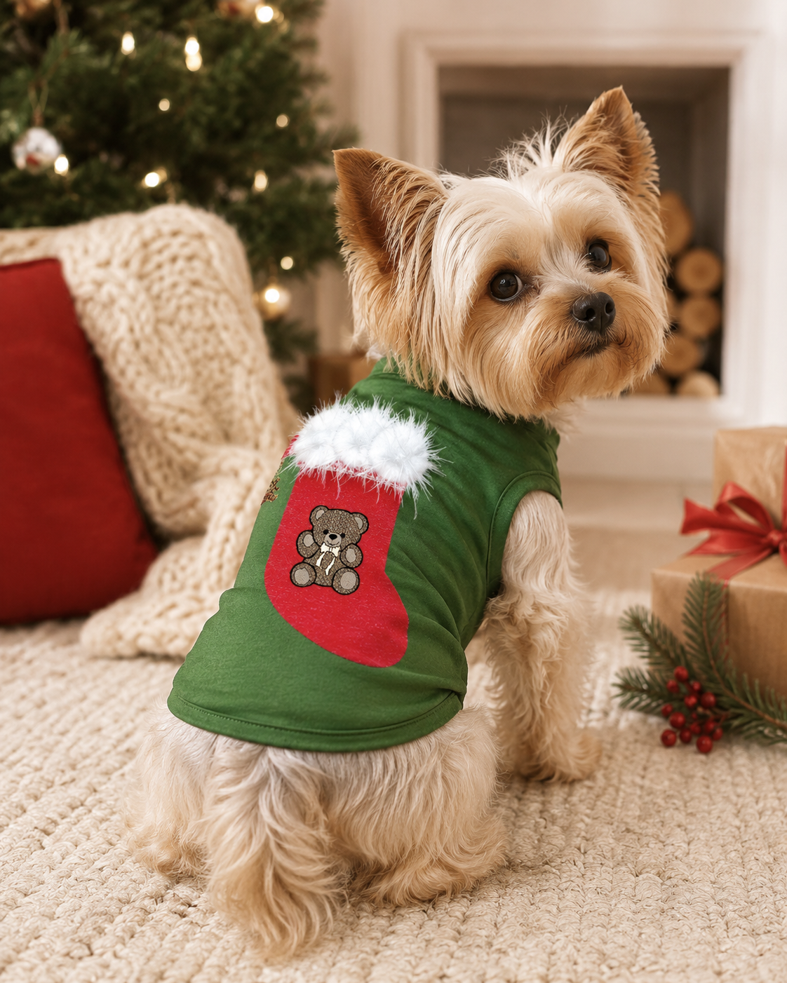 Christmas Stocking Bear Dog Shirt.