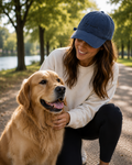 DOG MOM Embroidered Baseball Cap -  NAVY BLUE