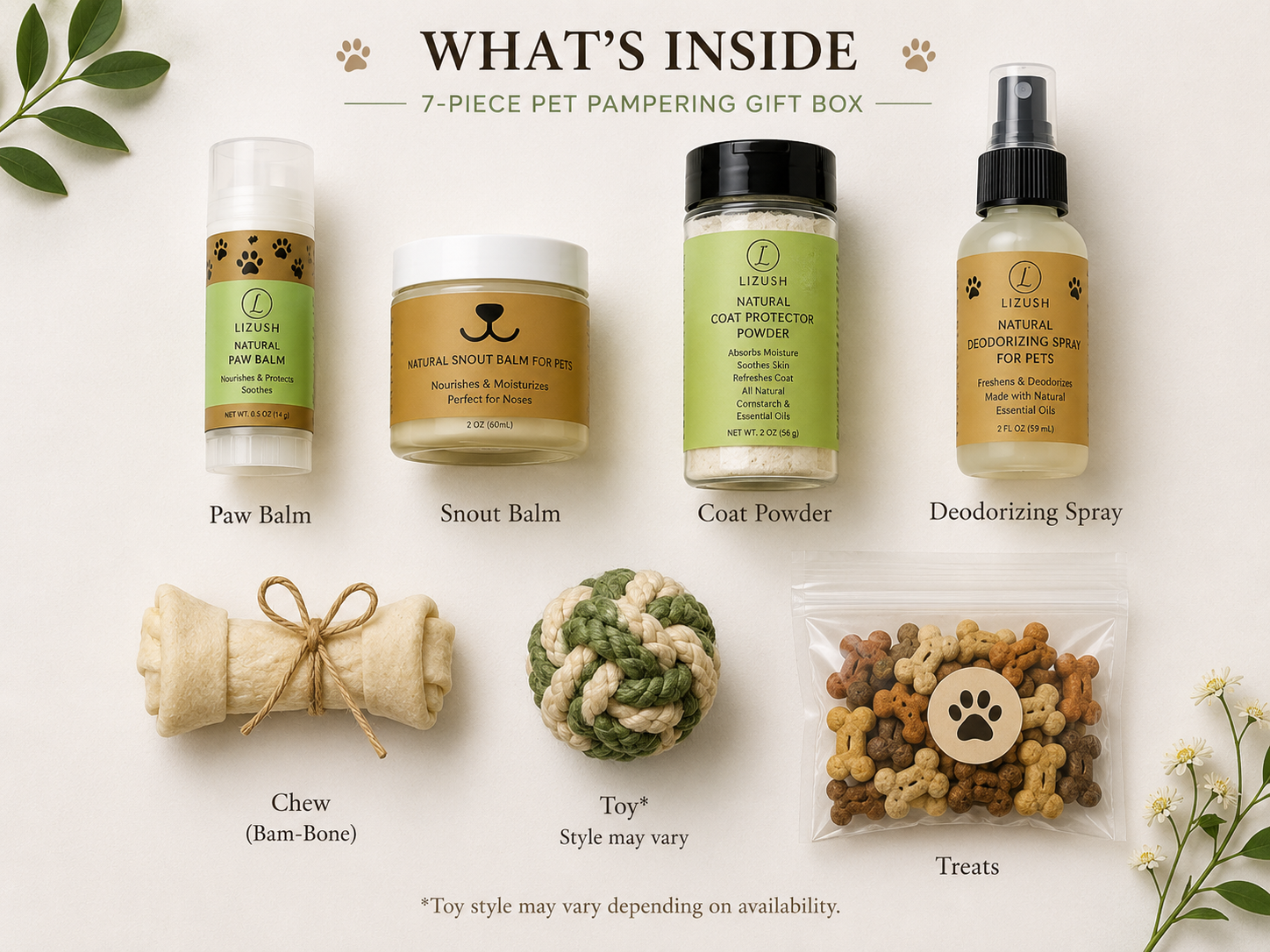 Natural Pet Pampering Gift Box – 7-Piece Wellness & Care Set