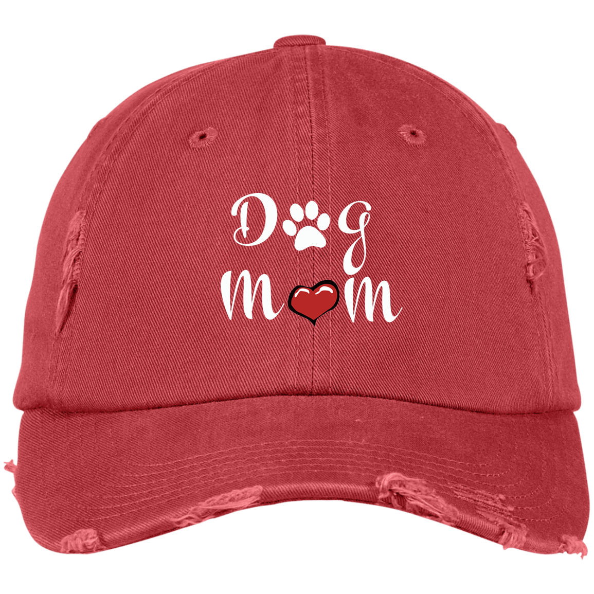 DOG MOM Distressed Embroidered Baseball Cap