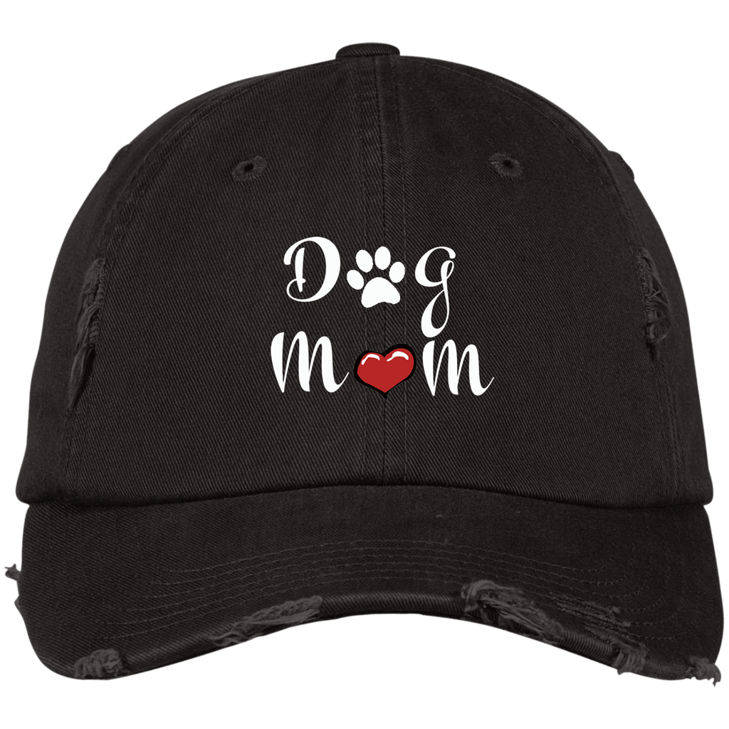 DOG MOM Distressed Embroidered Baseball Cap