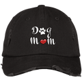 DOG MOM Distressed Embroidered Baseball Cap