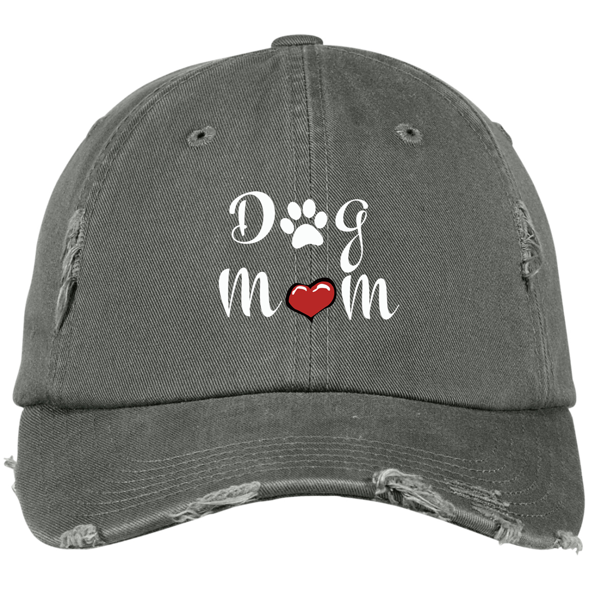 DOG MOM Distressed Embroidered Baseball Cap