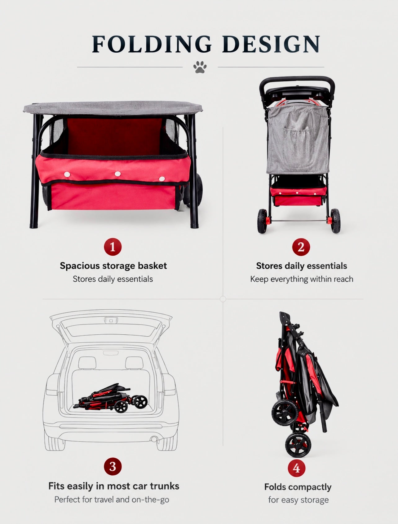 GOOPAWS 4-Wheel Foldable Pet Stroller