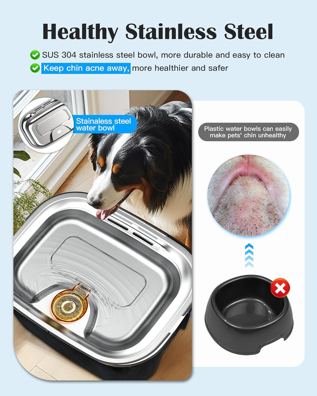 2.6 Gallon - 10L Stainless Steel Dog Water Fountain