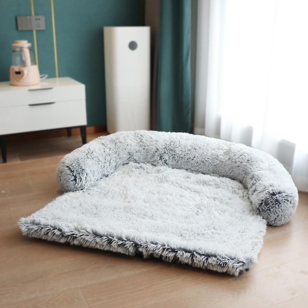 CozyPaws™ Plush Sofa Dog Bed with Raised Bolsters