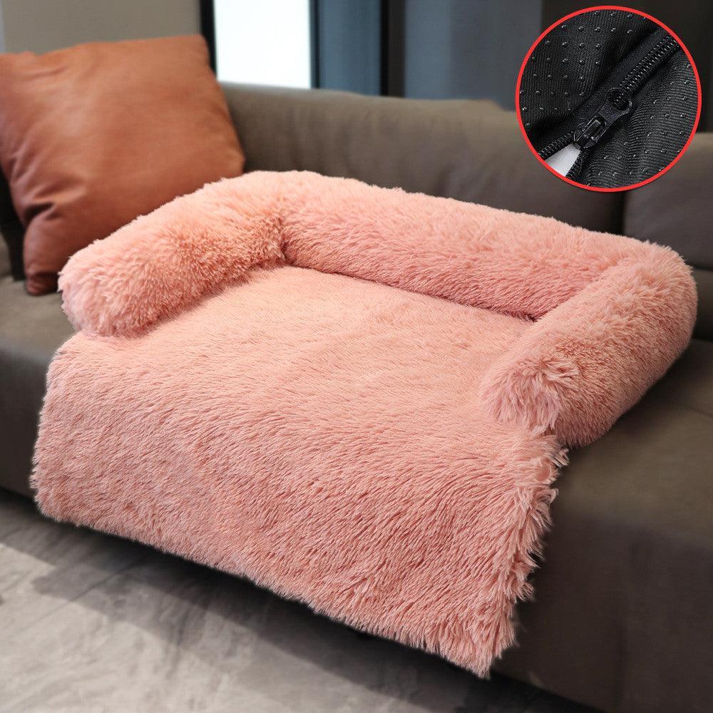 CozyPaws™ Plush Sofa Dog Bed with Raised Bolsters