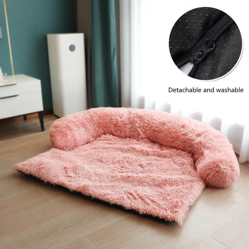 CozyPaws™ Plush Sofa Dog Bed with Raised Bolsters