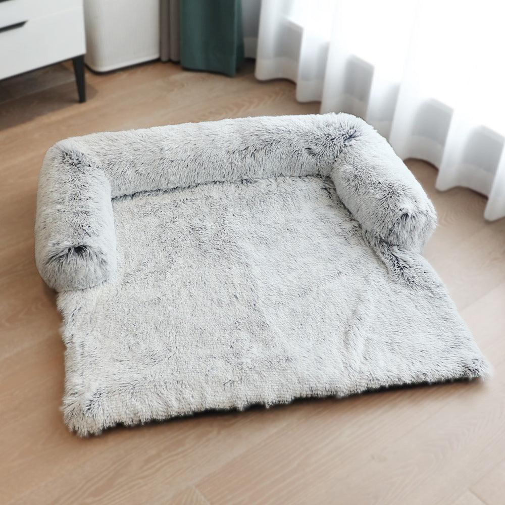 CozyPaws™ Plush Sofa Dog Bed with Raised Bolsters