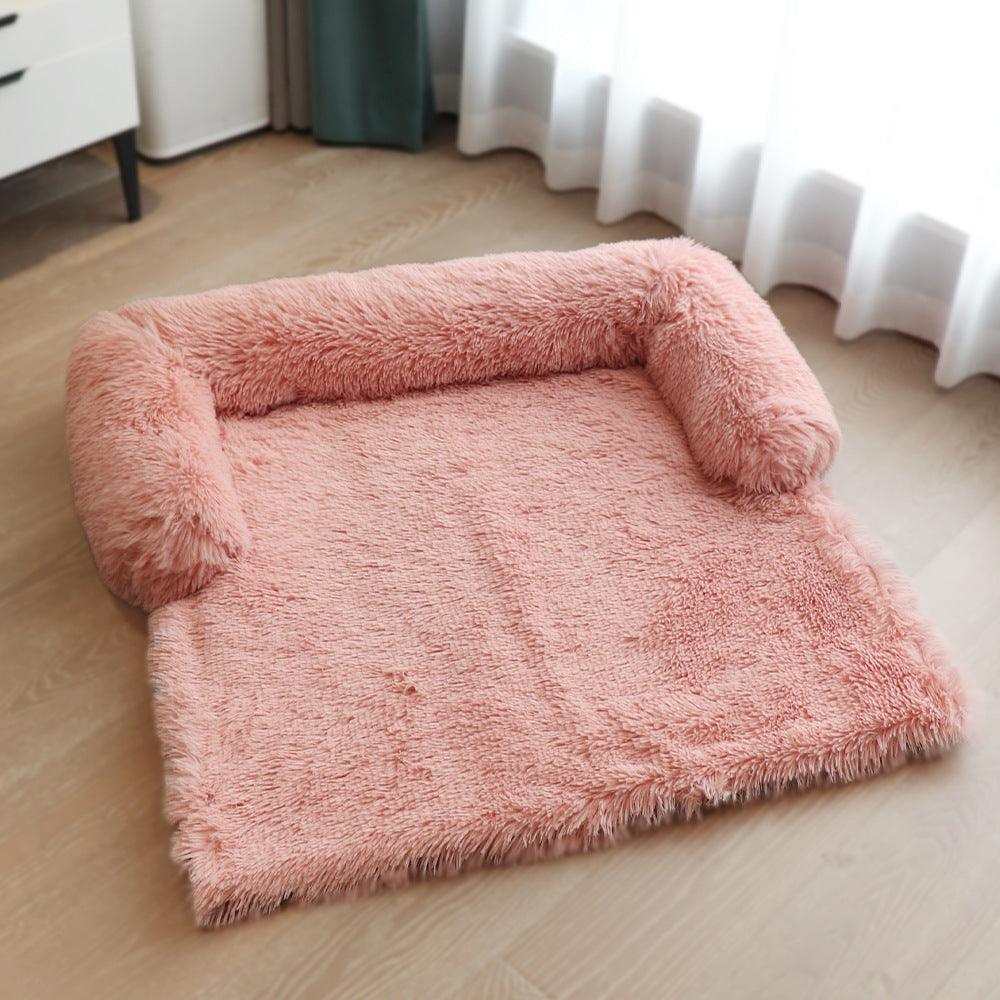 CozyPaws™ Plush Sofa Dog Bed with Raised Bolsters