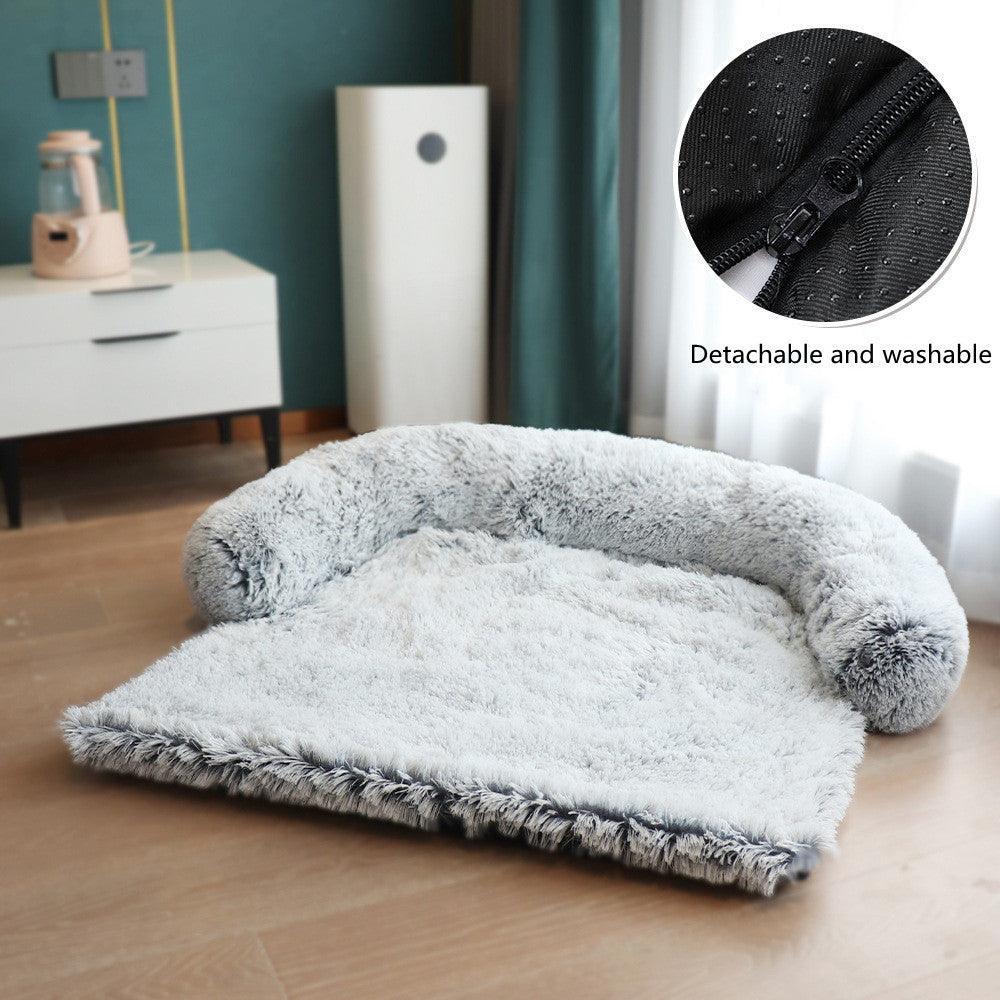 CozyPaws™ Plush Sofa Dog Bed with Raised Bolsters