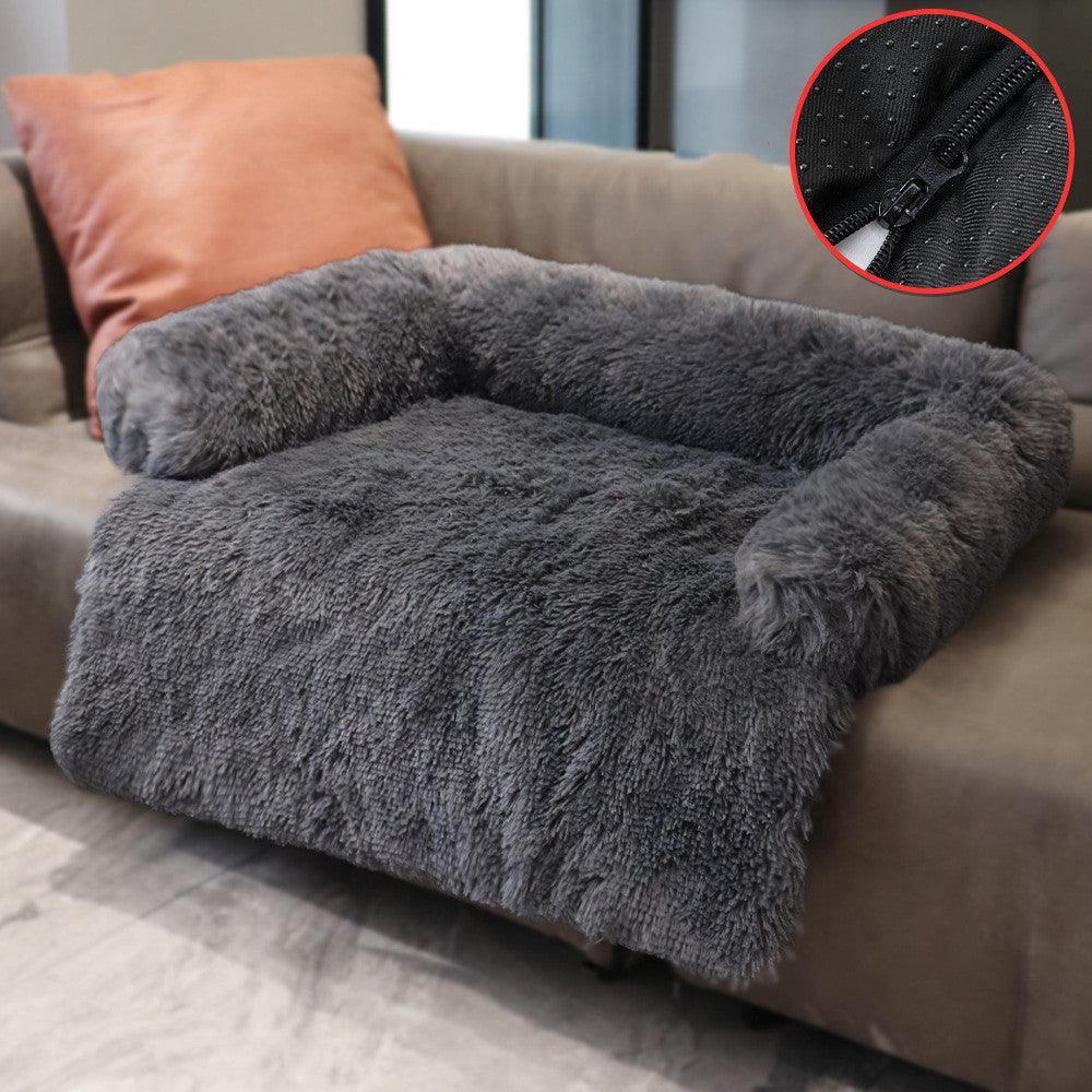 CozyPaws™ Plush Sofa Dog Bed with Raised Bolsters