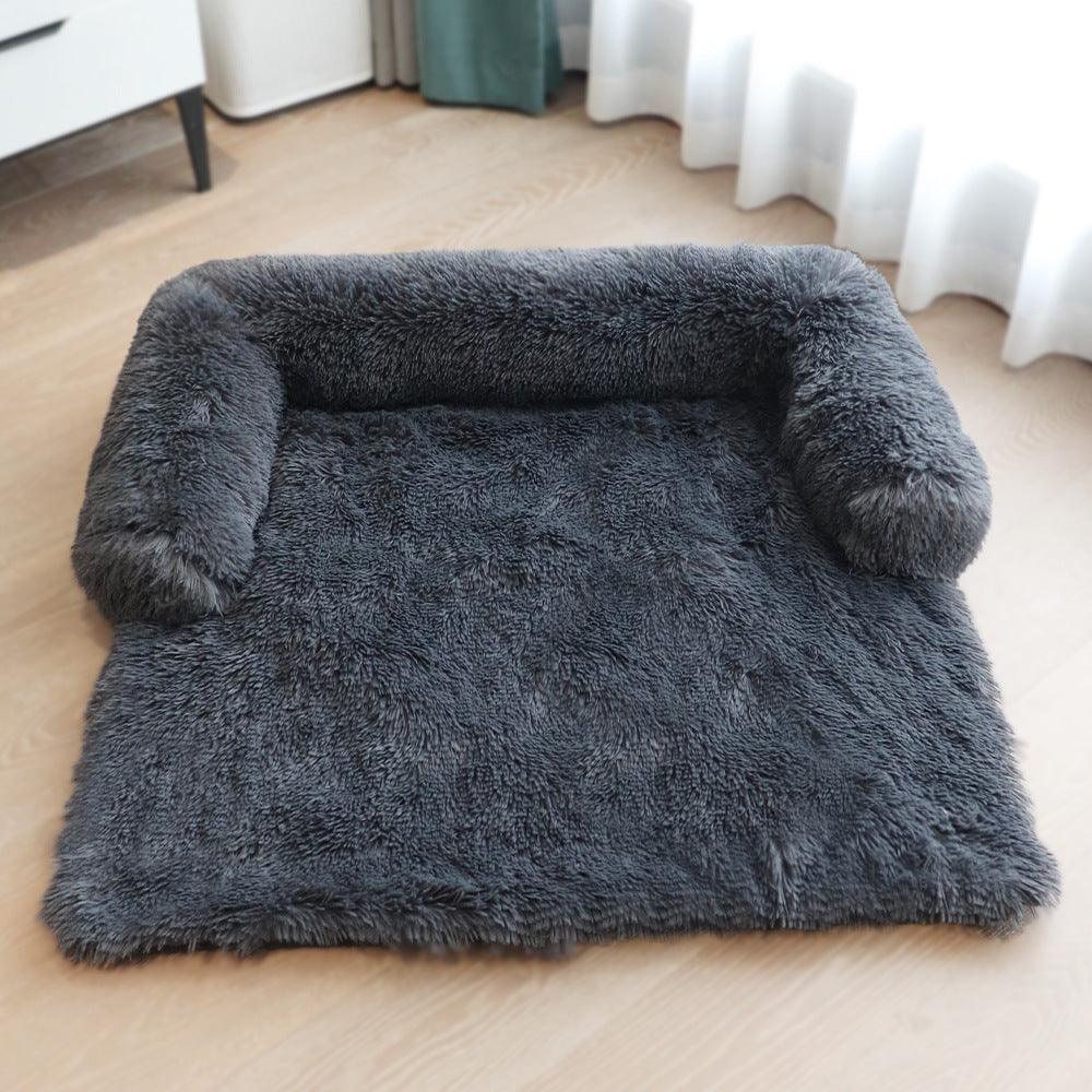 CozyPaws™ Plush Sofa Dog Bed with Raised Bolsters
