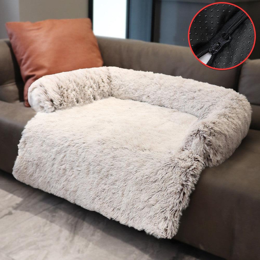 CozyPaws™ Plush Sofa Dog Bed with Raised Bolsters