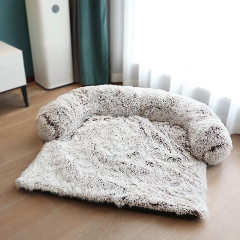 CozyPaws™ Plush Sofa Dog Bed with Raised Bolsters