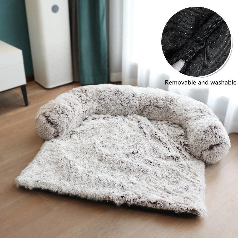 CozyPaws™ Plush Sofa Dog Bed with Raised Bolsters