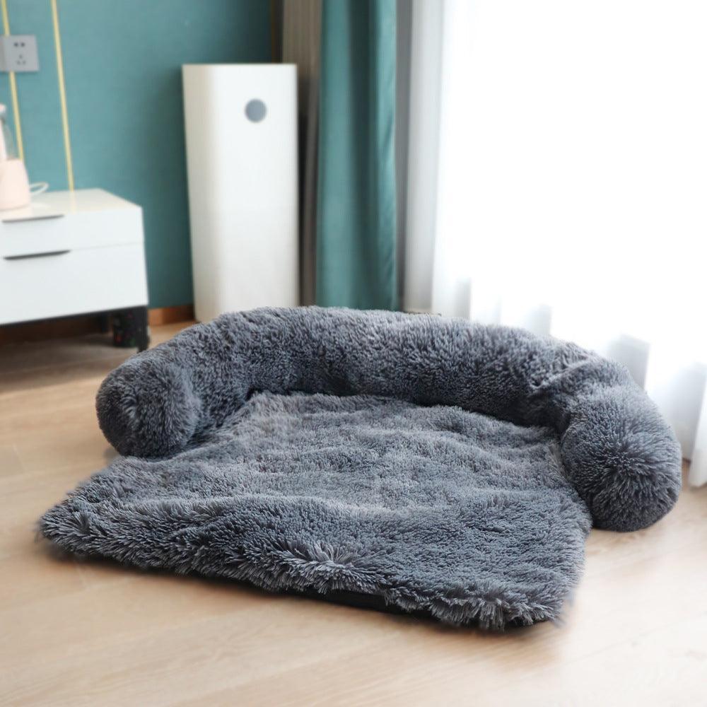 CozyPaws™ Plush Sofa Dog Bed with Raised Bolsters