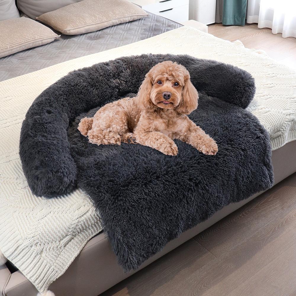 CozyPaws™ Plush Sofa Dog Bed with Raised Bolsters