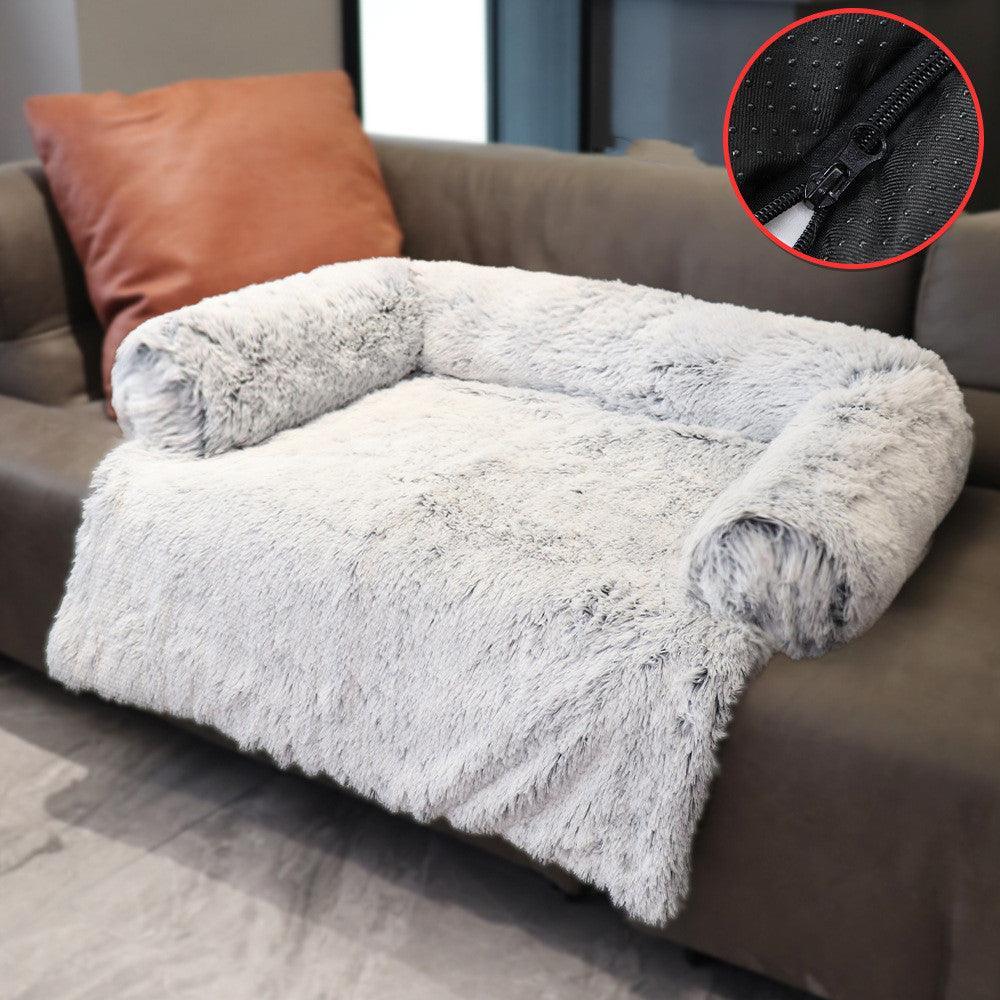 CozyPaws™ Plush Sofa Dog Bed with Raised Bolsters