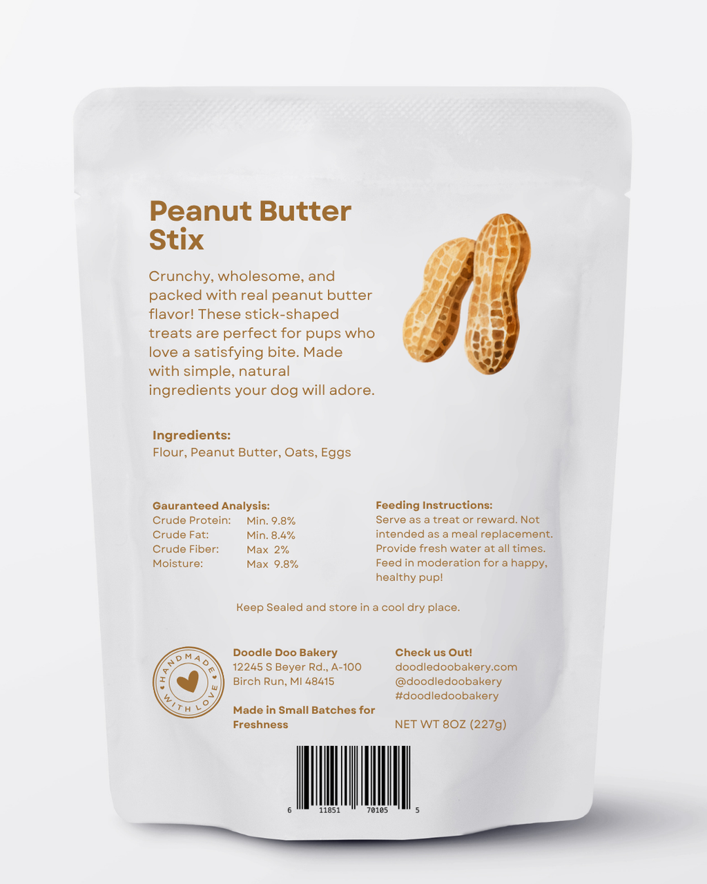Doodle Doo Homemade Peanut Butter Stix – 8 oz