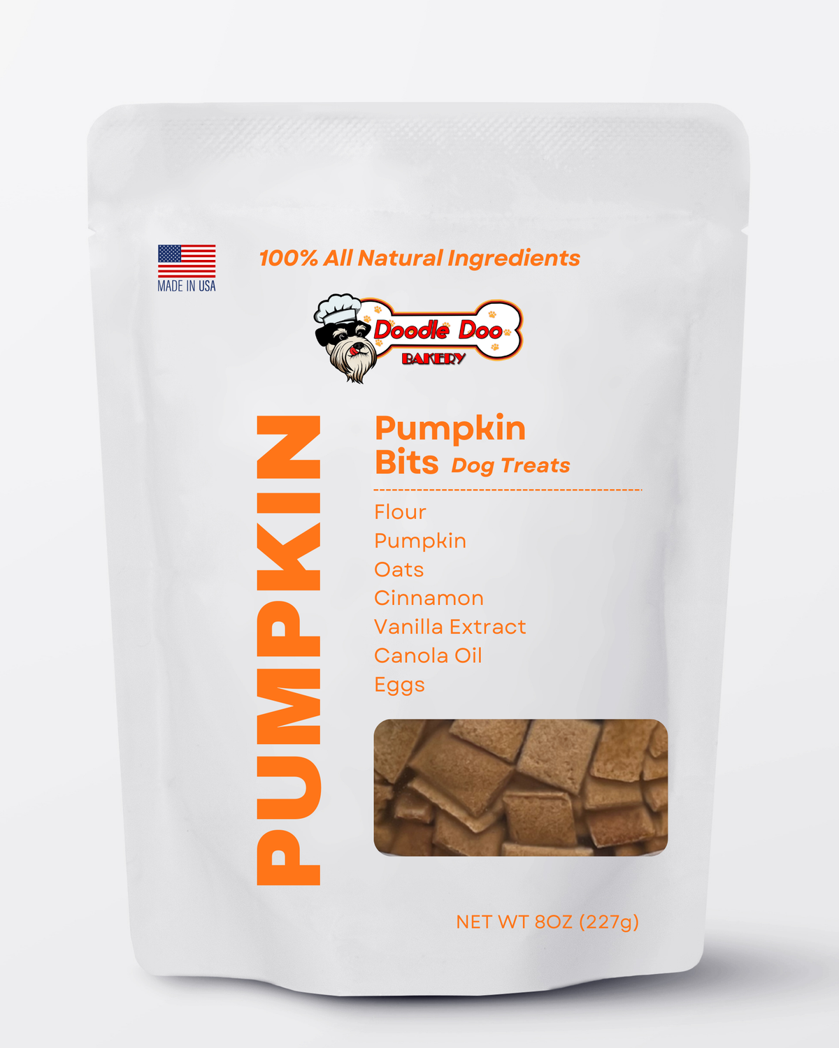 Doodle Doo Homemade Pumpkin Bits Dog Treats – 8 oz