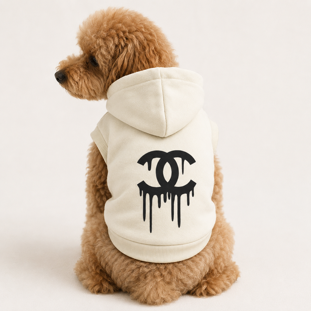 Luxury-Inspired Drip Logo Dog Hoodie